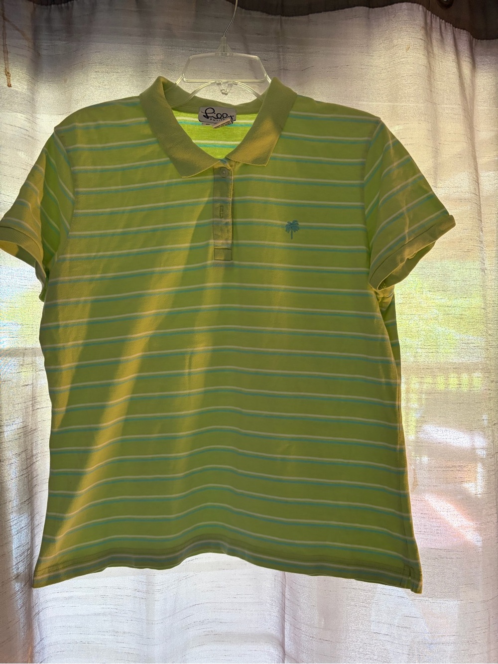 Lilly Pulitzer Yellow-Green Striped Polo
